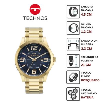 Imagem de Relógio de Pulso Technos Performance Racer Masculino Causal Analógico Prova D Água 50 Metros  Aço Inóx Dourado 2115NBI/1A