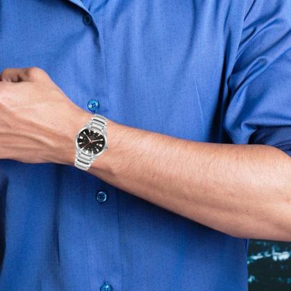 Imagem de Relógio de Pulso Technos Skymaster Masculino Casual Analógico Prova Dágua Aço Inóx Prata 2117LCL/1P