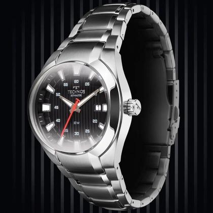 Imagem de Relógio de Pulso Technos Skymaster Masculino Casual Analógico Prova Dágua Aço Inóx Prata 2117LCL/1P