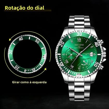 Imagem de Relógio de Quartzo Esportivo Verde Masculino - Casual e com Calendário