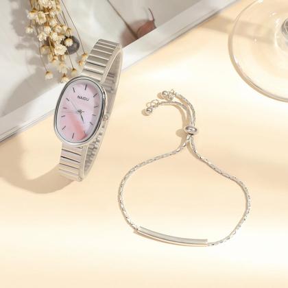 Imagem de Relógio De Quartzo Estilo Bamboo Com Pulseira De Aço, Luxo Leve, Conjunto Compacto Com Escala De