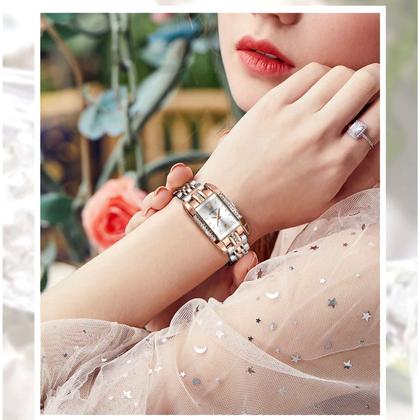 Imagem de Relógio de Quartzo Feminino Design Quadrado Bracelete de aço inoxidável Impermeavel 3atm