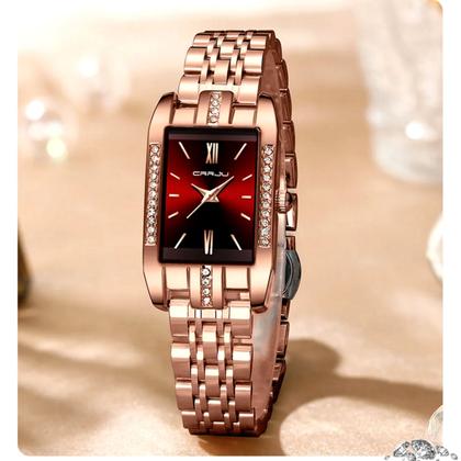 Imagem de Relógio de Quartzo Feminino Design Quadrado Bracelete de aço inoxidável Impermeavel 3atm