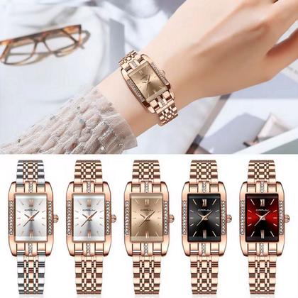 Imagem de Relógio de Quartzo Feminino Design Quadrado Bracelete de aço inoxidável Impermeavel 3atm