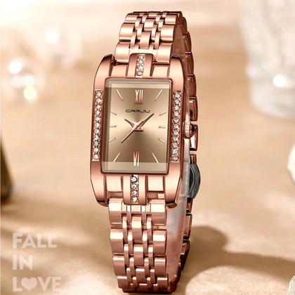 Imagem de Relógio de Quartzo Feminino Design Quadrado Bracelete de aço inoxidável Impermeavel 3atm