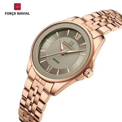 Imagem de Relógio De Quartzo Feminino NAVIFORCE NF5067 À Prova d'Água 3ATM Em Aço Inoxidável Design Simples E