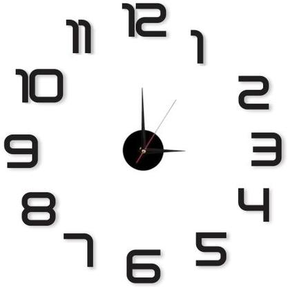 Imagem de Relógio Decorativo Parede Adesivo Cor Preto Grande 3D Decoração Escritório Comercio Escola Quarto