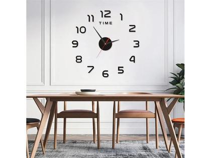 Imagem de Relógio Decorativo Parede Adesivo Cor Preto Grande 3D Decoração Escritório Comercio Escola Quarto