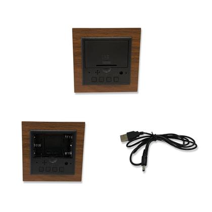 Imagem de Relógio Despertador De Mesa Digital Em LED Elegante Estilo Madeira Formato Cubo