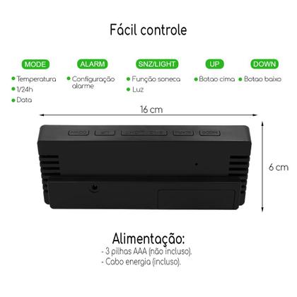 Imagem de Relógio Despertador Digital De Cabeceira Moderno Led Mesa