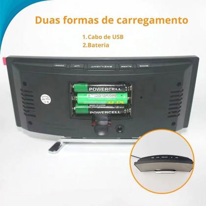 Imagem de Relógio/Despertador Digital Espelhado com Luz Led Verde e Função Soneca para Quarto Original