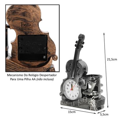 Imagem de Relógio Despertador em Forma de Violino Decore com Estilo e Praticidade em Qualquer Ambiente ZB4032