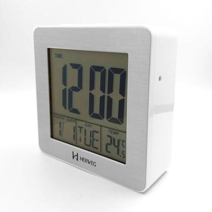 Imagem de Relógio Despertador HERWEG digital branco quadrado 2985-021