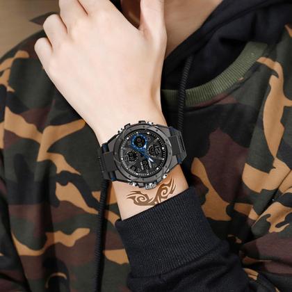 Imagem de Relógio digital AIMES Military Outdoor Sports para homens azul e preto
