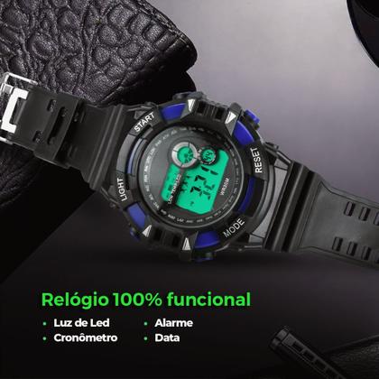 Imagem de Relogio Digital Criança Menino Infantil Silicone + Caixa alarme data silicone ajustavel criança esportivo adolescente