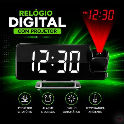 Imagem de Relógio Digital de Mesa com Projetor 180 Display LED e Ajuste de Brilho
