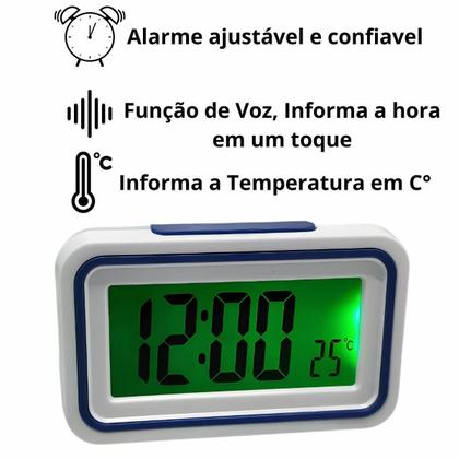 Imagem de Relógio Digital De Mesa Despertador Que Fala A Hora
