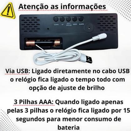 Imagem de Relógio Digital De Mesa E Parede Led Com Relógio Despertador