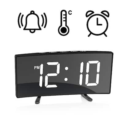 Imagem de Relógio Digital De Mesa espelhado curvado Led E Alarme Temperatura Data Hora