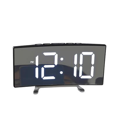 Imagem de Relógio Digital De Mesa espelhado curvado Led E Alarme Temperatura Data Hora