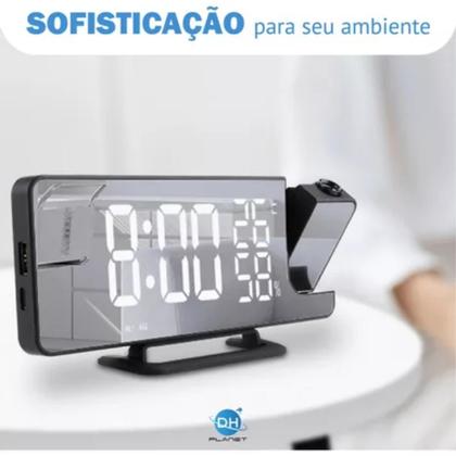 Imagem de Relógio Digital De Mesa Led Com Projetor No Teto E Alarme Temperatura Data Hora