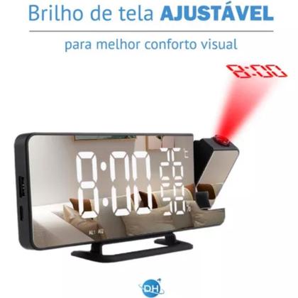Imagem de Relógio Digital De Mesa Led Com Projetor No Teto E Alarme Temperatura Data Hora