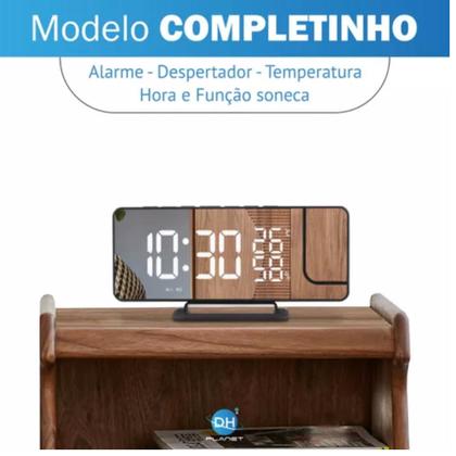 Imagem de Relógio Digital De Mesa Led Com Projetor No Teto E Alarme Temperatura Data Hora