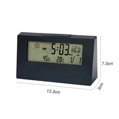 Imagem de Relogio Digital De Mesa Retangular Com Calendario Despertador Termometro De Cabeceira Cor:Preto