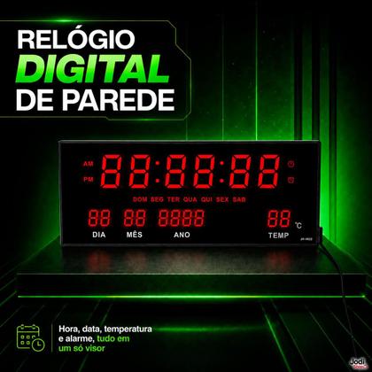Imagem de Relógio Digital de Parede LED com Data Temperatura Semana e Alarme