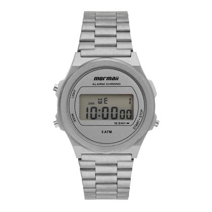 Imagem de Relógio Digital de Pulso Unisex Prata Retro Vintage com Pulseira de Aço Inoxidável à Prova D Água Mormaii