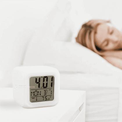 Imagem de Relógio Digital Despertador Alarme 7 Leds Marca Hora Data Semana E Temperatura DT2090 ZB1008