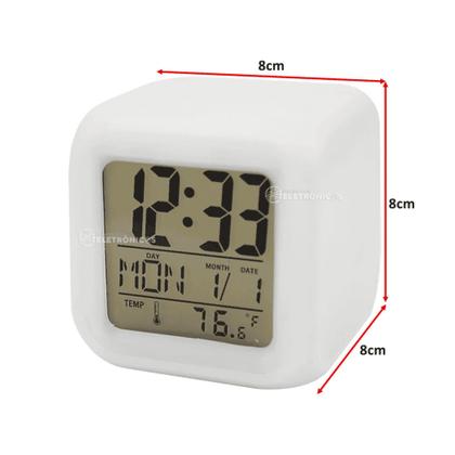 Imagem de Relógio Digital Despertador Alarme 7 Leds Marca Hora Data Semana E Temperatura DT2090 ZB1008