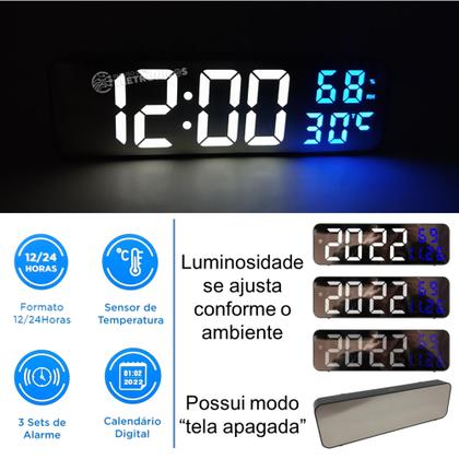 Imagem de Relógio Digital Espelhado Led Função Despertador Eletrônico, Data Super Brilhante ZB4003