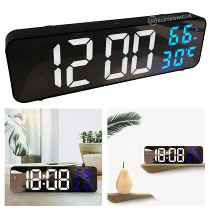 Imagem de Relógio Digital Espelhado Led Função Despertador Eletrônico, Data Super Brilhante ZB4003