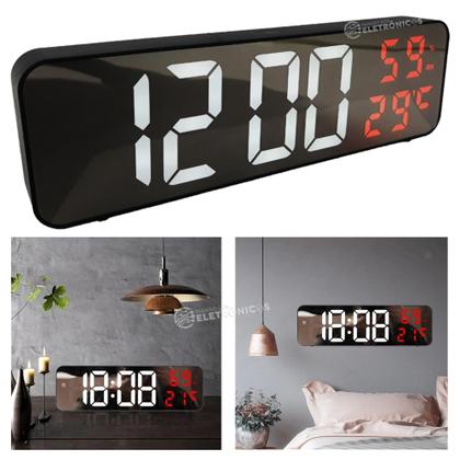 Imagem de Relógio Digital Espelhado Led Função Despertador Eletrônico, Data Super Brilhante ZB4003