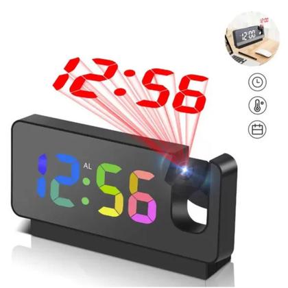 Imagem de Relógio Digital Espelhado Projetor Horas Bivolt Ajuste Brilho LED