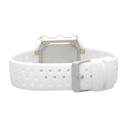 Imagem de Relógio Digital Feminino de Pulso com Pulseira de Silicone à Prova D Água Quadrado Luxo Elegante Fashion Branco e Dourado Mormaii