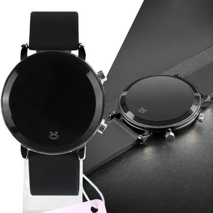 Imagem de Relogio Digital  Feminino Led Preto Quadrado Pulseira Silicone Ajustavél