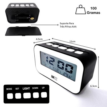 Imagem de Relógio Digital Iluminado Com Despertador, Calendário e Temperatura ZB2005