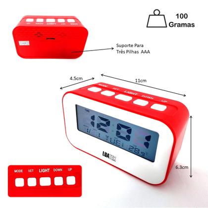 Imagem de Relógio Digital Iluminado Com Despertador, Calendário e Temperatura ZB2005