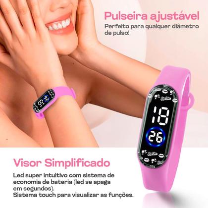 Imagem de relogio digital infantil barbie rosa + caixa + oculos sol verão presente ajustavel pulseira ajustavel criança resistente
