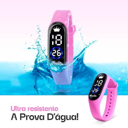 Imagem de Relógio digital infantil Barbie rosa prova d'água silicone criança presente pulseira ajustável menina