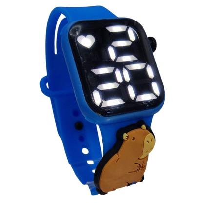 Imagem de Relógio Digital Infantil Capivara LED Pulseira Azul