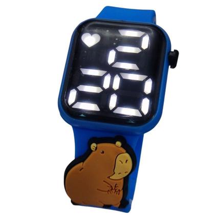 Imagem de Relógio Digital Infantil Capivara LED Pulseira Azul