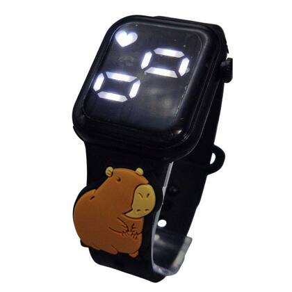 Imagem de Relógio Digital Infantil Capivara LED Pulseira Preta - Smactudo