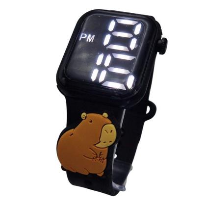 Imagem de Relógio Digital Infantil Capivara LED Pulseira Preta - Smactudo