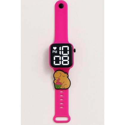 Imagem de Relógio Digital Infantil Capivara LED Pulseira Rosa - Smactudo