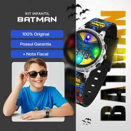 Imagem de Relogio digital infantil led preto + caixa + colar oculos brinde silicone protecao uv pulseira ajustavel menino presente