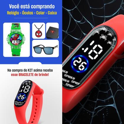Imagem de Relogio Digital Infantil LED Verde + Colar Oculos pulseira ajustavel crianca menino qualidade premium brinde silicone