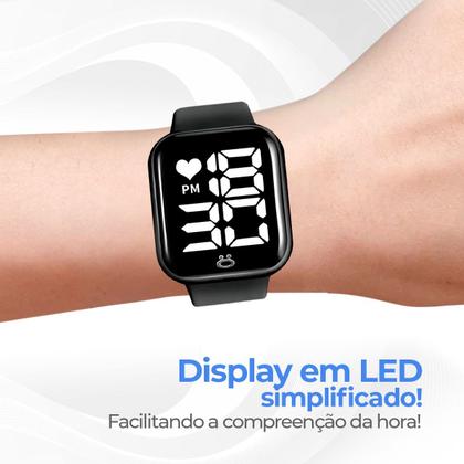 Imagem de Relogio Digital Infantil + Oculos Proteção Sol UV preto resistente criança pulseira ajustavel qualidade premium menino